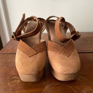 Free People Suede and Wood Platform Clogs/Heels